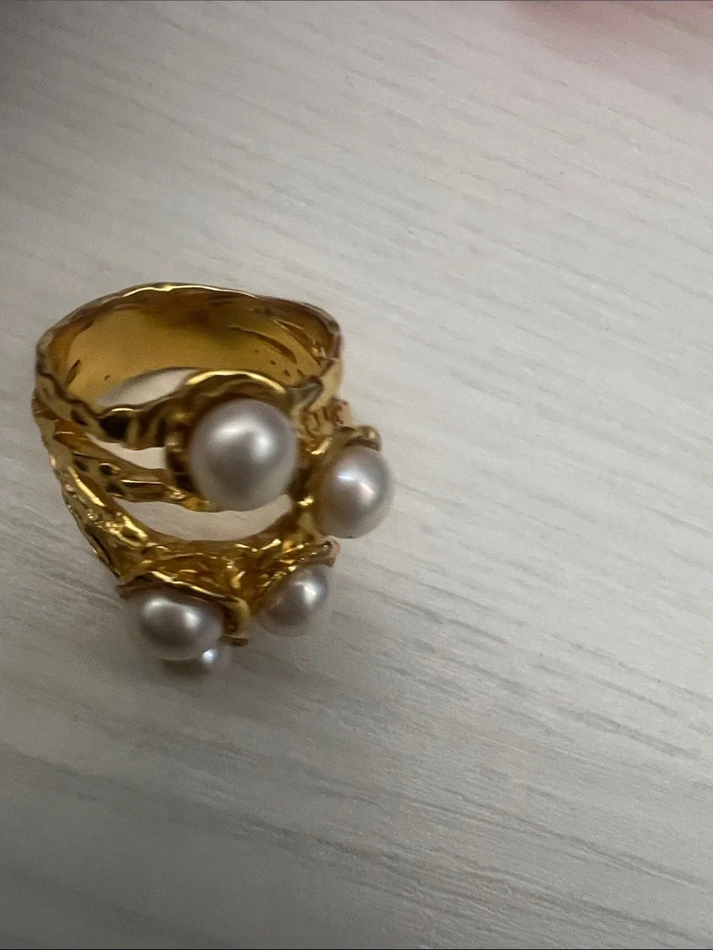 Gold freshwater Pearl Cluster Ring - White freshwater Pearls